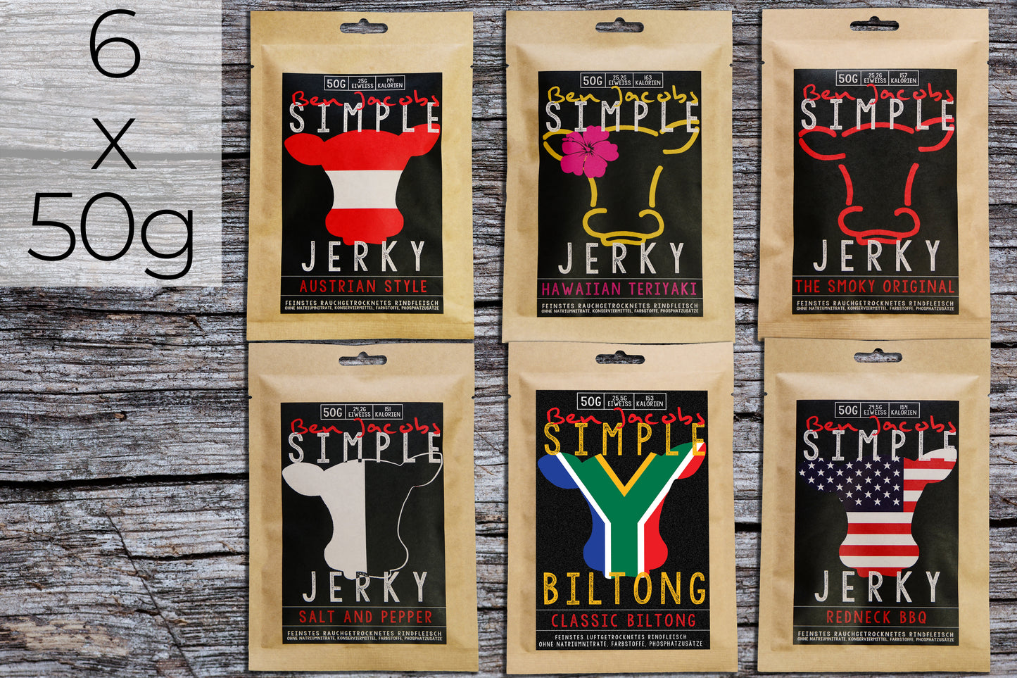 Simple Jerky - Boîte d'échantillons (6 variétés)