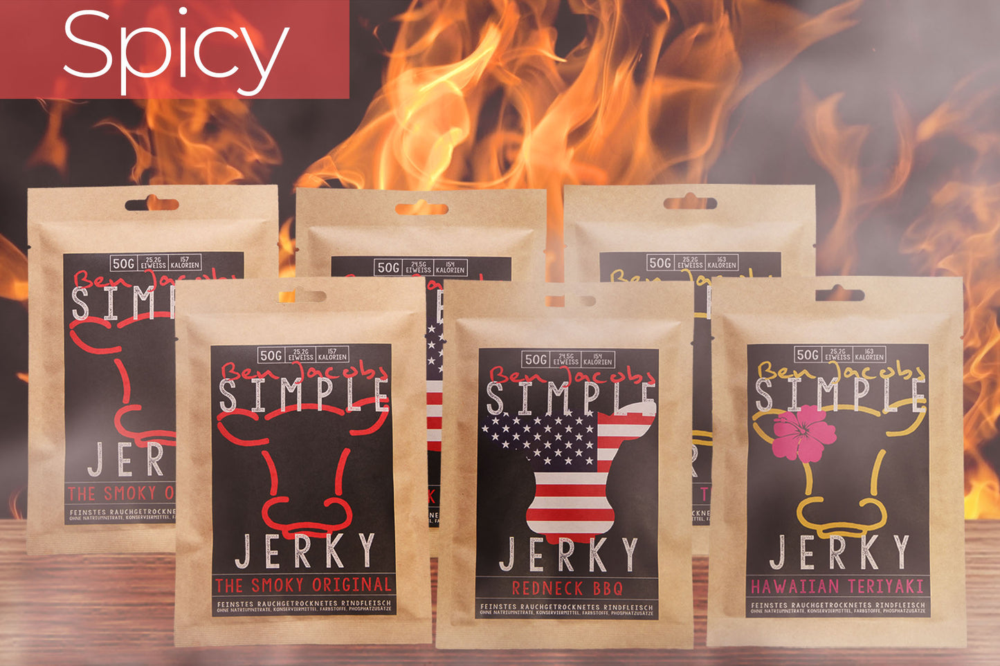 Simple Jerky - Boîte Épicée (6 x 50g)
